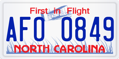NC license plate AFO0849