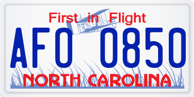 NC license plate AFO0850