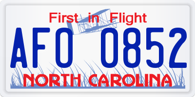 NC license plate AFO0852