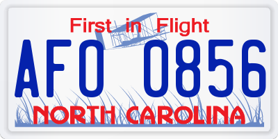 NC license plate AFO0856