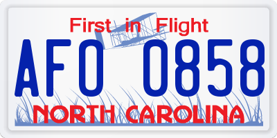 NC license plate AFO0858