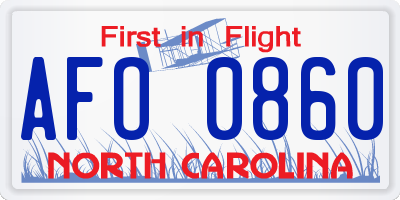 NC license plate AFO0860