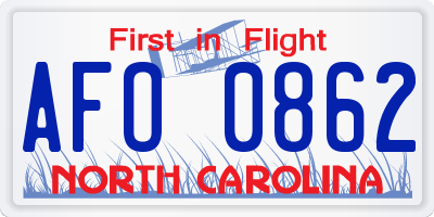 NC license plate AFO0862