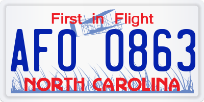 NC license plate AFO0863