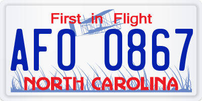 NC license plate AFO0867
