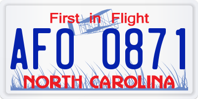 NC license plate AFO0871