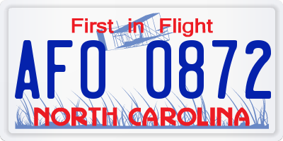 NC license plate AFO0872
