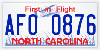 NC license plate AFO0876