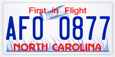 NC license plate AFO0877