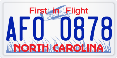 NC license plate AFO0878