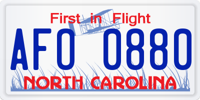 NC license plate AFO0880