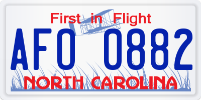 NC license plate AFO0882