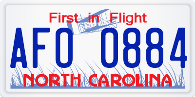 NC license plate AFO0884