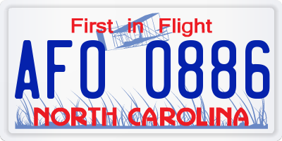 NC license plate AFO0886