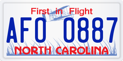NC license plate AFO0887