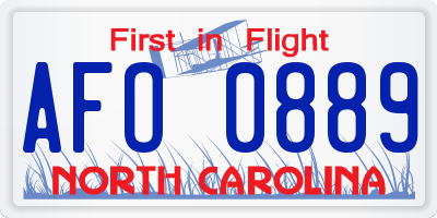 NC license plate AFO0889