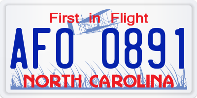 NC license plate AFO0891