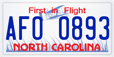 NC license plate AFO0893