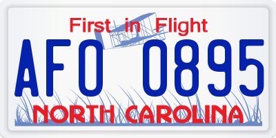 NC license plate AFO0895
