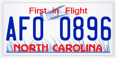 NC license plate AFO0896