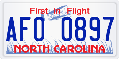 NC license plate AFO0897