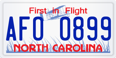 NC license plate AFO0899