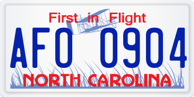 NC license plate AFO0904