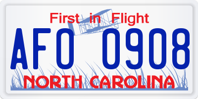 NC license plate AFO0908