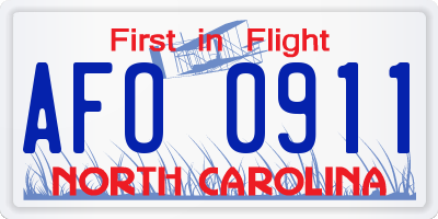 NC license plate AFO0911