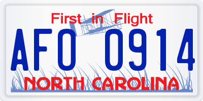NC license plate AFO0914