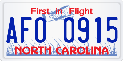 NC license plate AFO0915