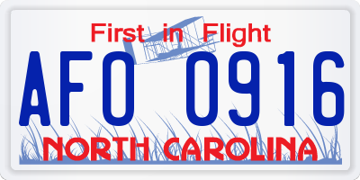 NC license plate AFO0916