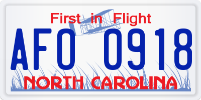 NC license plate AFO0918