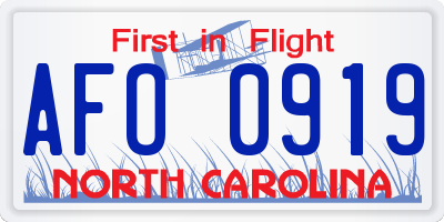 NC license plate AFO0919