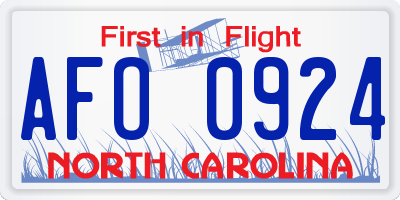 NC license plate AFO0924