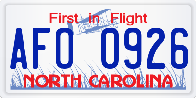 NC license plate AFO0926