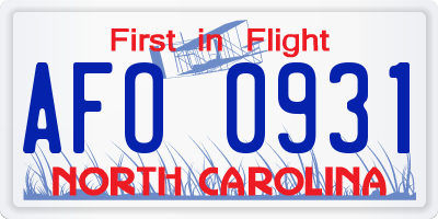 NC license plate AFO0931