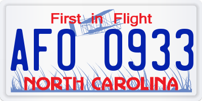NC license plate AFO0933