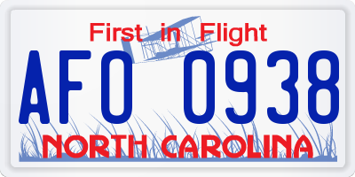 NC license plate AFO0938