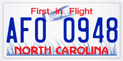 NC license plate AFO0948