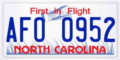 NC license plate AFO0952