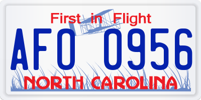NC license plate AFO0956