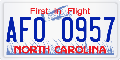 NC license plate AFO0957