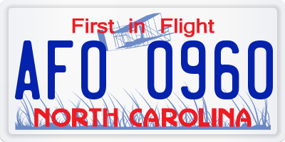 NC license plate AFO0960