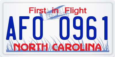 NC license plate AFO0961