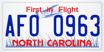 NC license plate AFO0963
