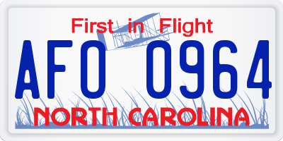NC license plate AFO0964