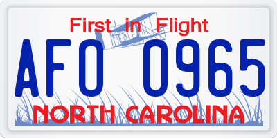NC license plate AFO0965
