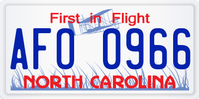 NC license plate AFO0966
