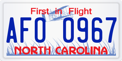 NC license plate AFO0967